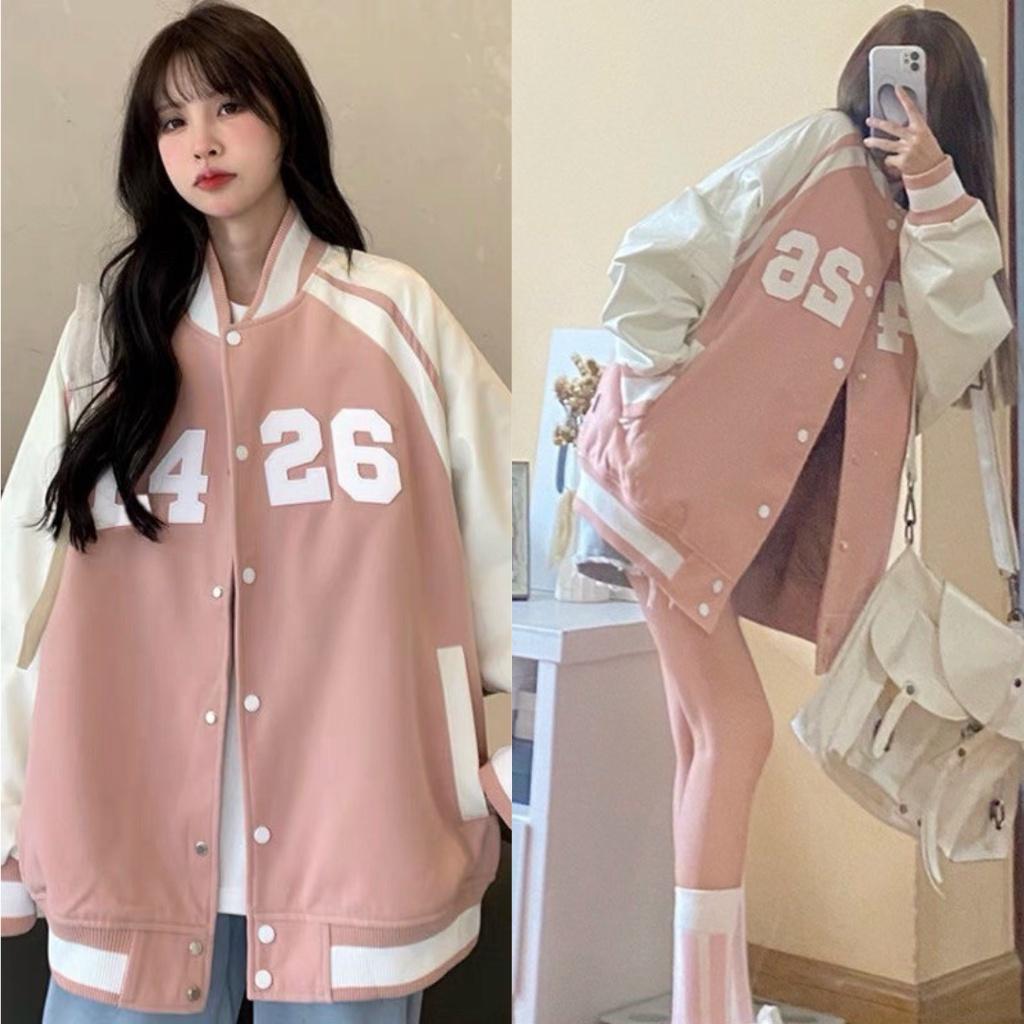 Áo khoác bomber nữ nam F426 chất da lộn Unisex, Áo khoác form rộng 2 lớp dày dặn SENAVA