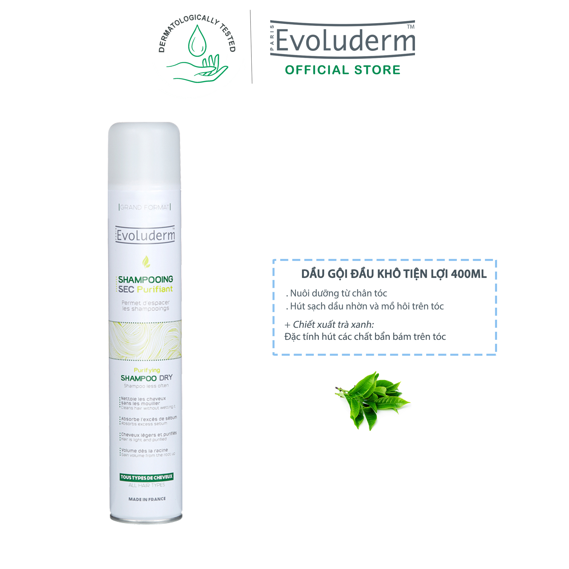 Dầu gội đầu khô Evoluderm 400ml