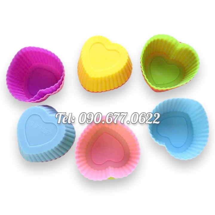 Bộ 10 khuôn silicon 3 lớp làm bánh, rau câu, bánh bông lan, bánh da lợn, bánh Cookie hình tim – Mã số 1140