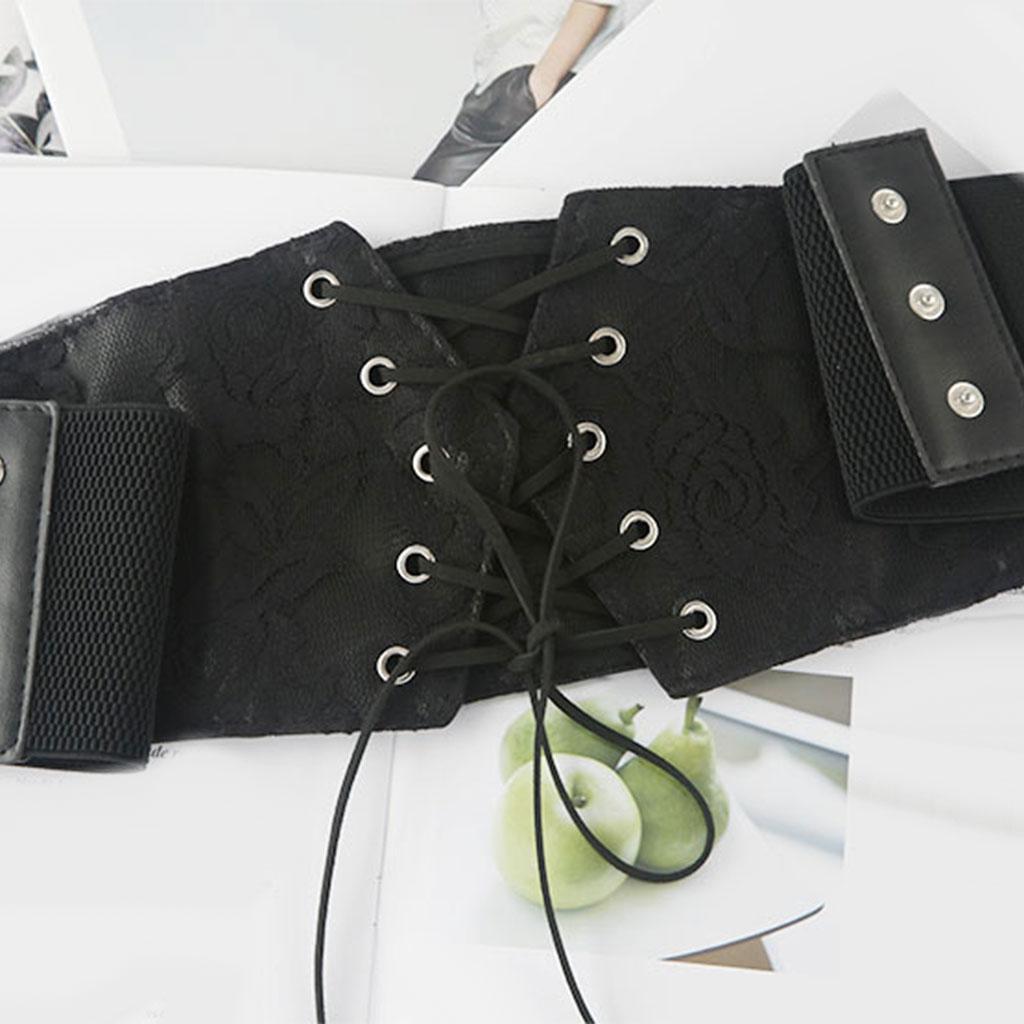 Womens Fashion PU Leather Wide Waist Belt Elastic Waistband Corset
