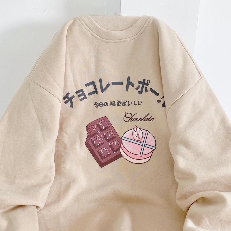Áo Sweater From Rộng CH0C0LATE ulzzang unisex, in chử NHẬT phong cách năng động