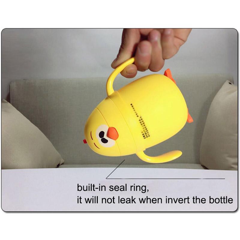 Phim hoạt hình Gà Bé Chai Thủy Tinh Cách Nhiệt Chai Cho Nước Trẻ Em Xách Tay Ống Hút Cup Creative Gift 2 Phong Cách Ly Uống Nước