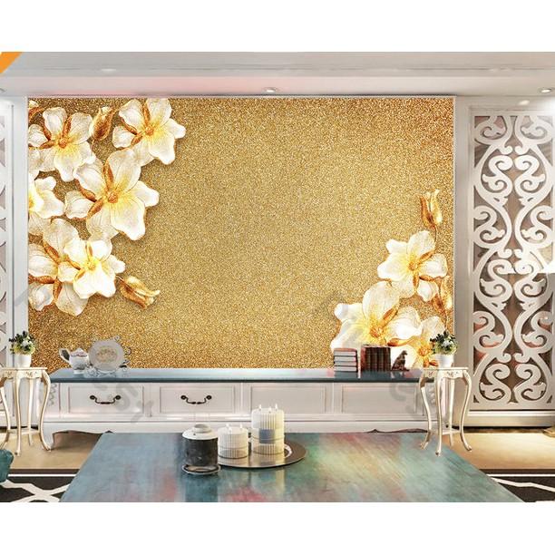 Tranh dán tường Hoa thủy tiên phú quí tài lộc, tranh dán tường 3d hiện đại MS706849