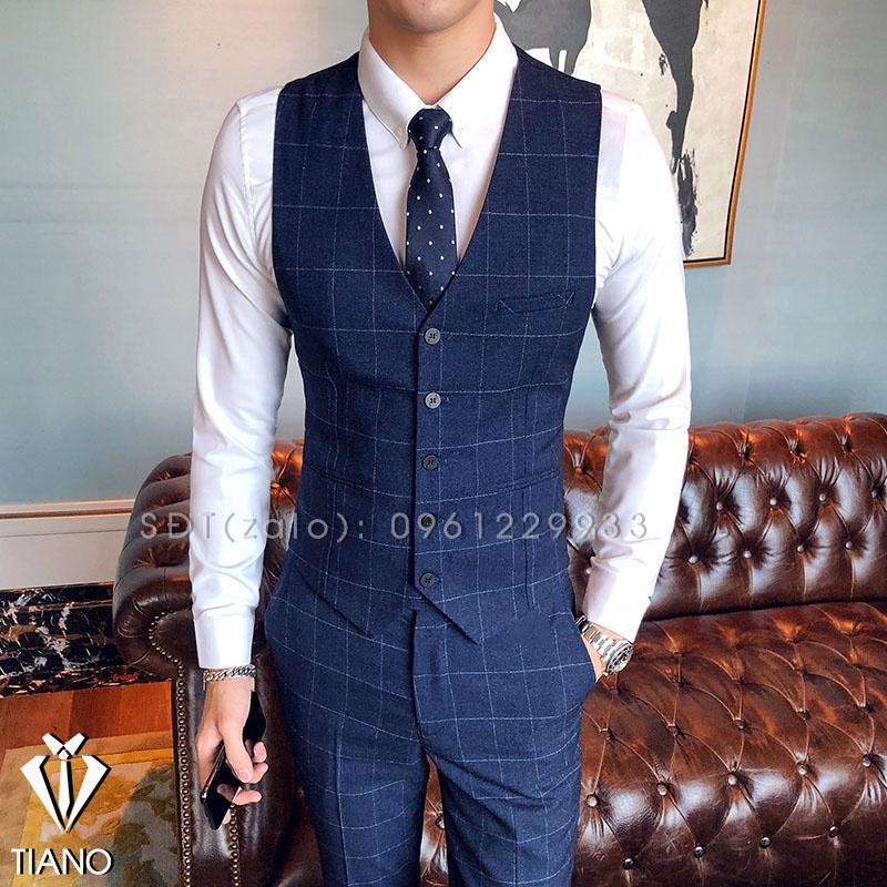 Bộ Vest nam cao cấp Hàn Quốc XANH màu ô Xanh cực sang trọng, Suit Nam Cao Cấp