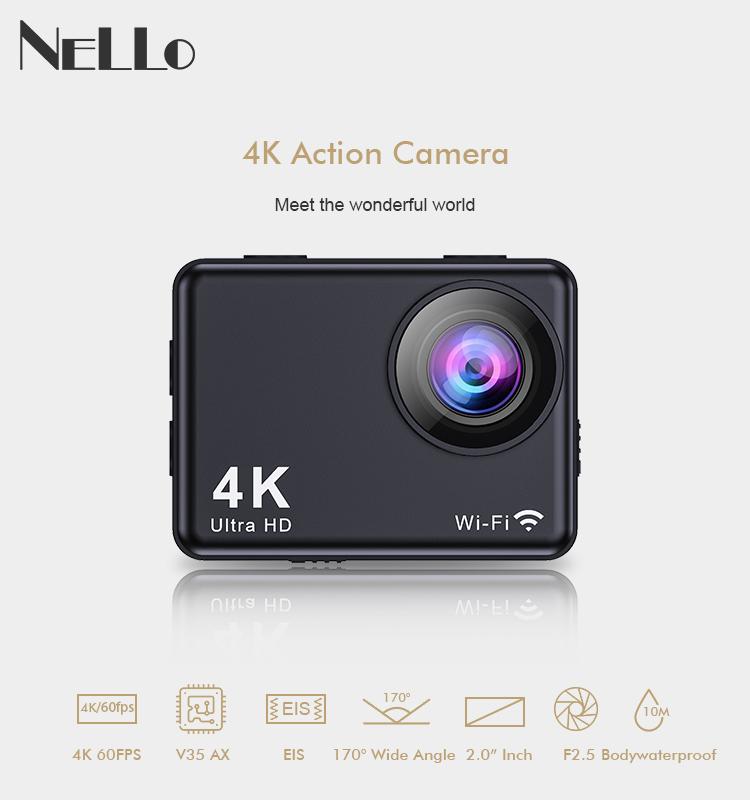 Camera thể thao ngoài trời Điều khiển từ xa WiFi 4K Camera hành động thể thao 20M Độ phân giải ảnh Sport DV