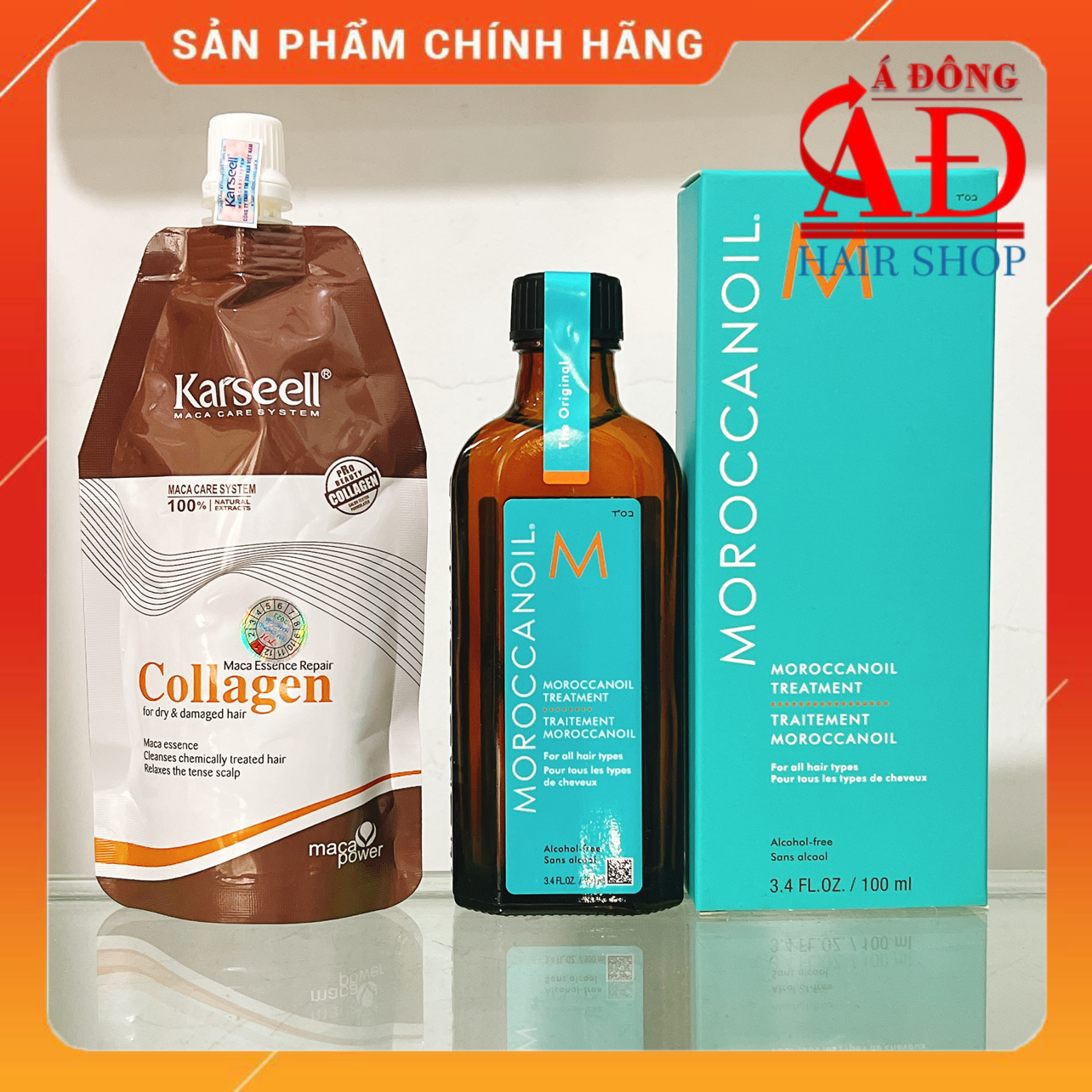 ￼DẦU HẤP Ủ TÓC KARSEELL COLLAGEN 100ML + TINH DẦU DƯỠNG MOROCCANOIL TREATMENT CHÍNH HÃNG ISRAEL PHỤC HỒI TÓC HƯ TỔN