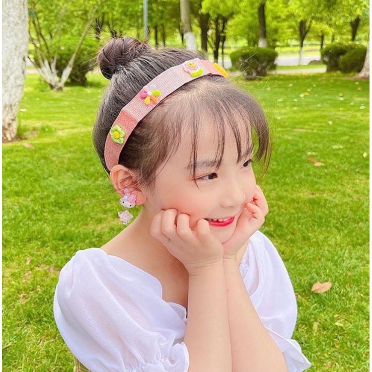 Bờm vải dính gắn icon dễ thương cho bé gái