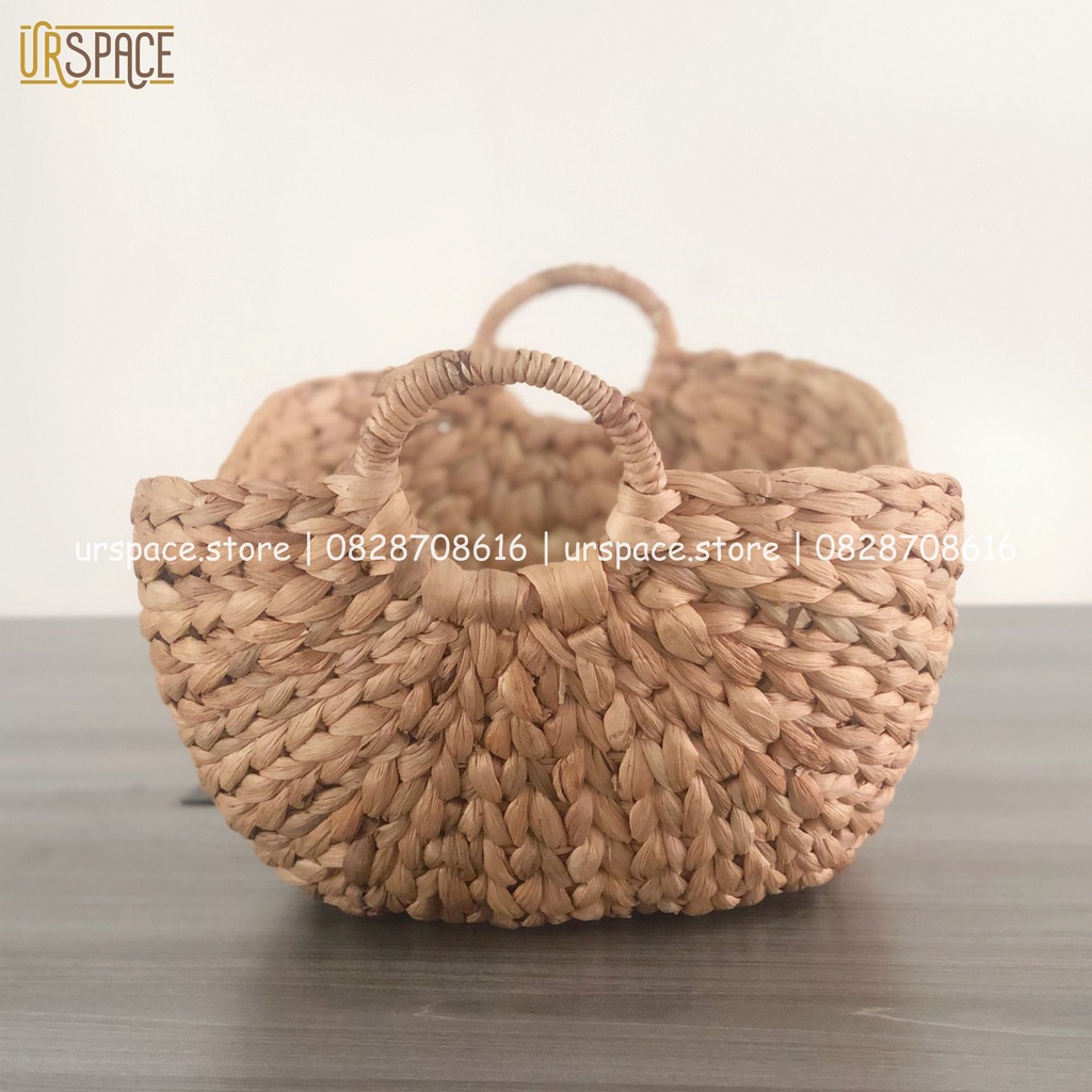 Giỏ cói URSPACE đựng quần áo, khăn lông, quà tặng hình thuyền có quai cầm trang trí decor / HYACINTH BOAT BASKET