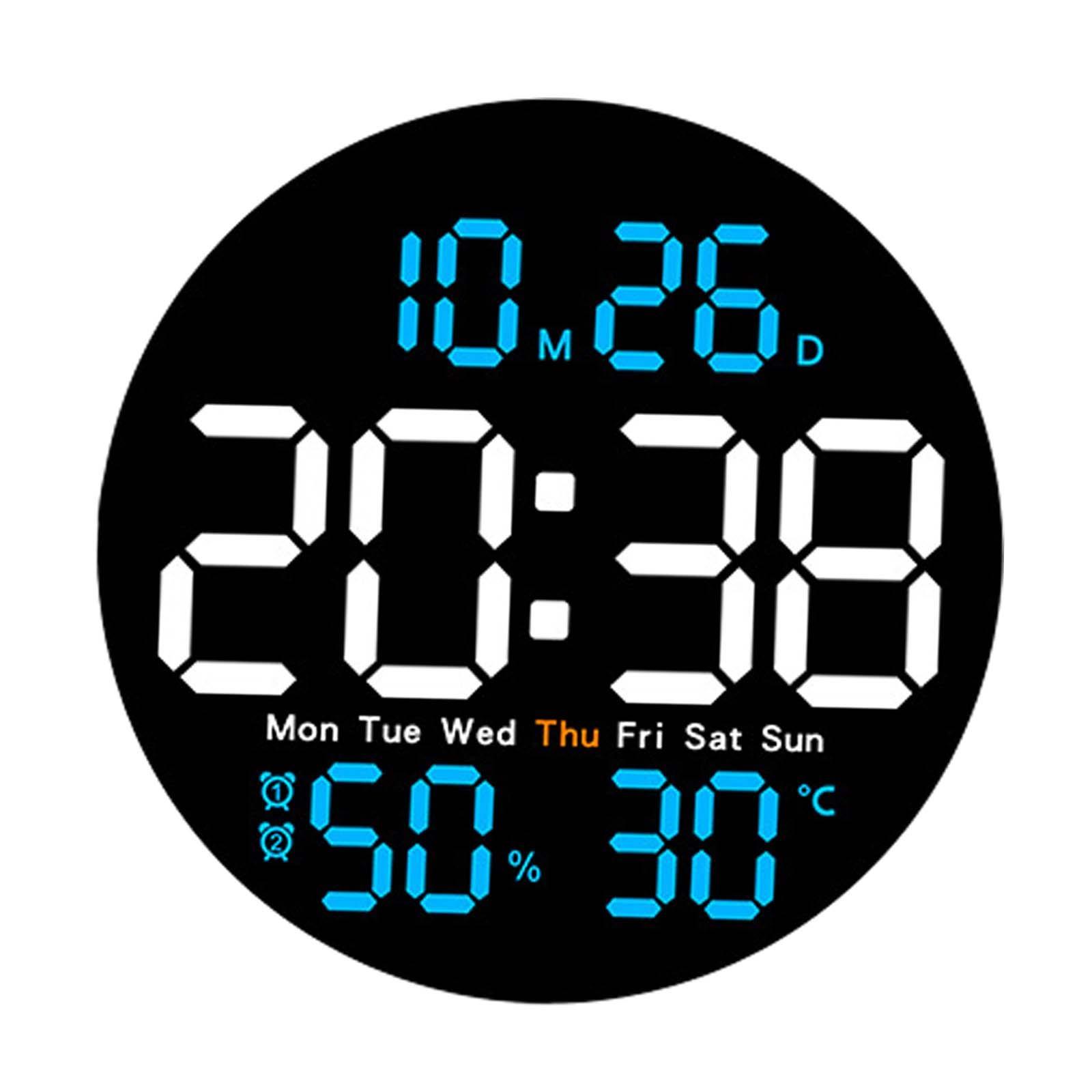 Digital Wall Clock Alarm Clock Hanging Adults Temperature/humidity Digital Clock Electronic Clock for Home Bedroom Study Room