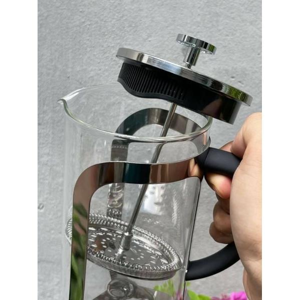 Bình Pha Trà, Cà Phê Kiểu Pháp Bằng Thủy Tinh Cáo Cấp Dung Tích 800ml LLG019 (cam kết hàng chính hãng)