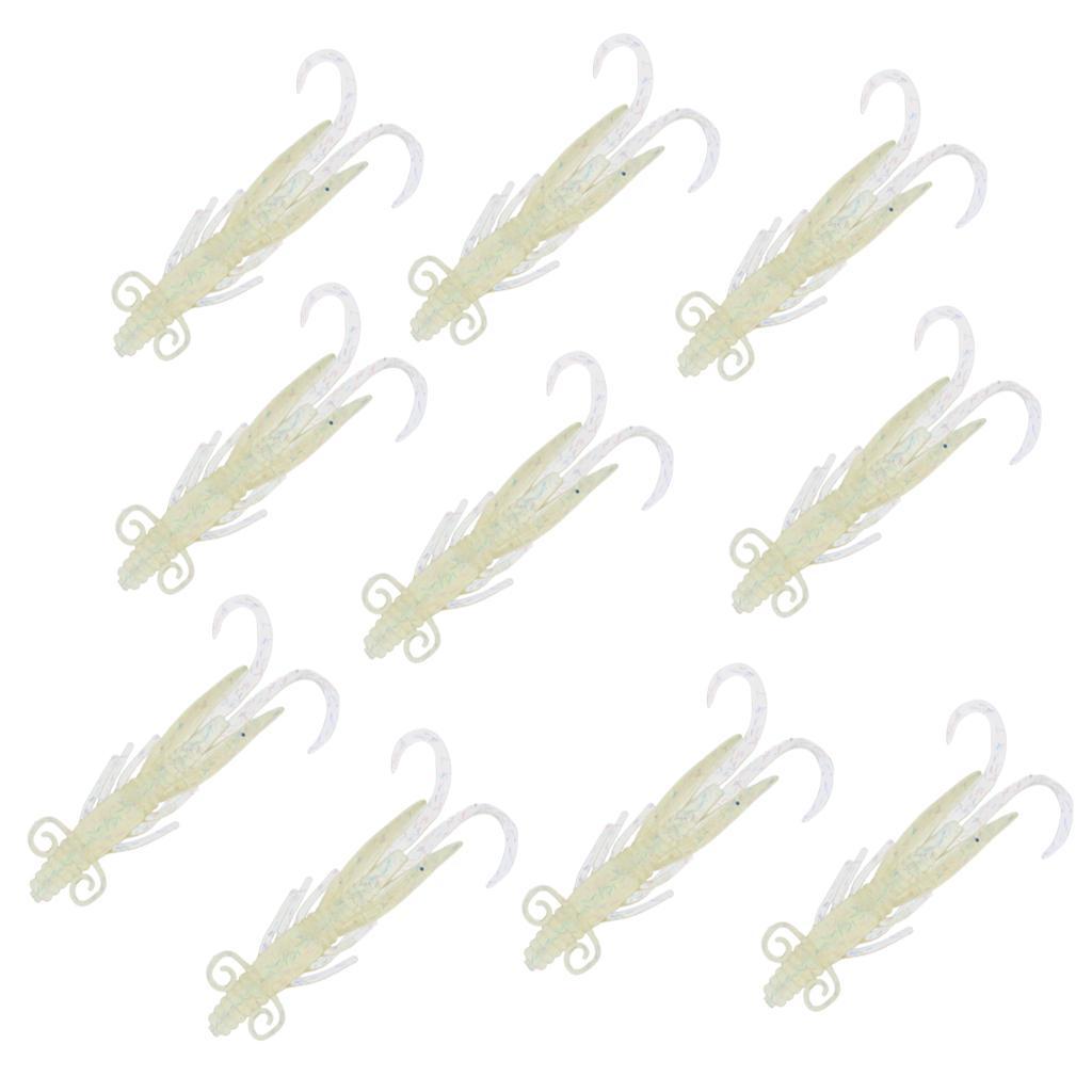 10Pcs Rubber Soft Lures Worm Shrimp Fishing Bass Trout Shad Baits Swim Bait