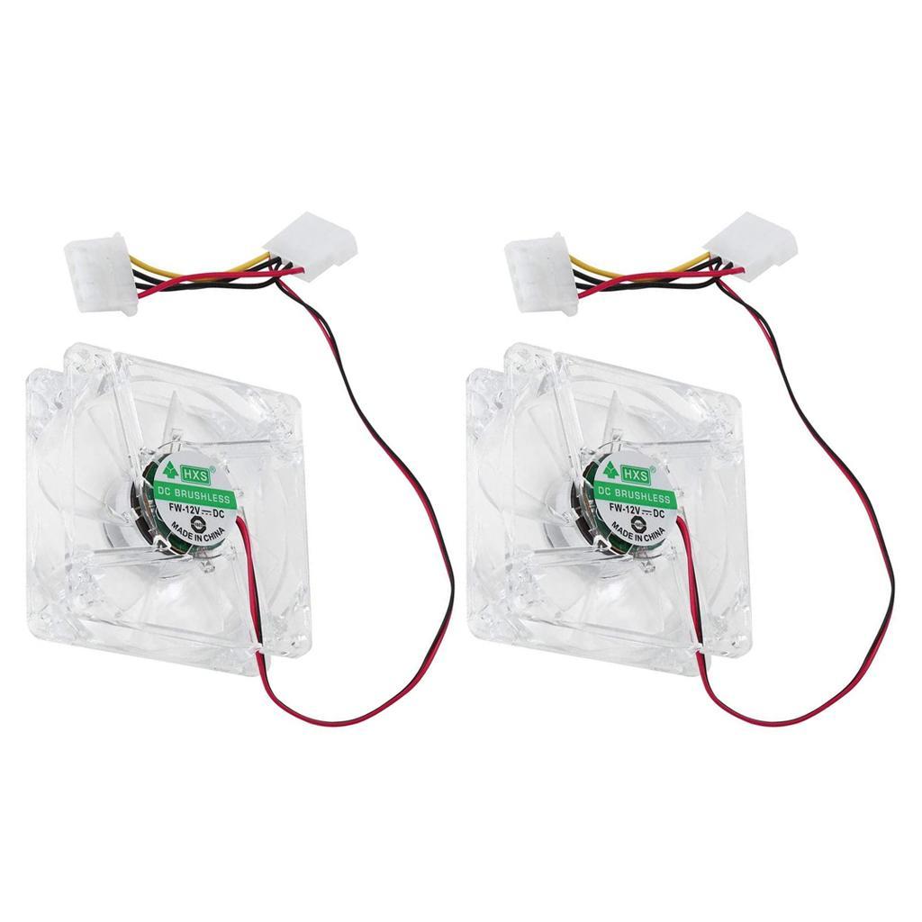 2x Computer 12V Fan Colorful LED 80mm 8025 Silent PC Case Cooler Cooling Fan