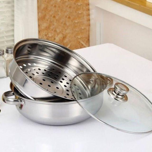 Nồi lẩu kèm xửng hấp inox 2 tầng đa năng