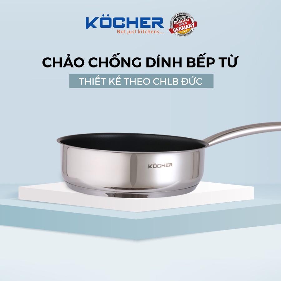 Chảo chống dính Kocher bếp từ inox 304 5 lớp đáy KOCHER Size 24cm dùng cho mọi loại bếp - Hàng chính hãng