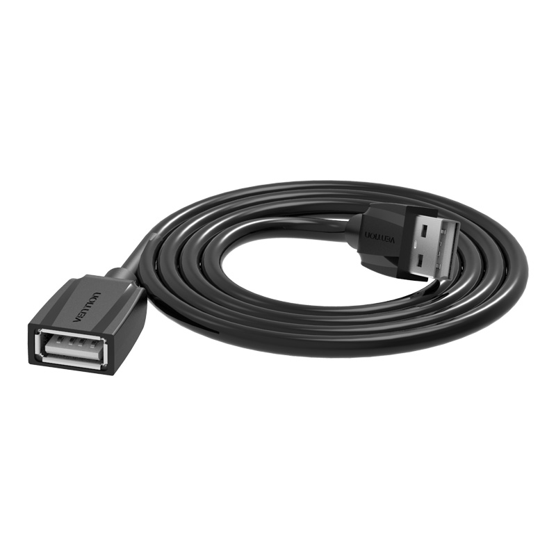 Cáp nối dài USB 2.0 Vention màu đen dài 1,5 đến 5m - Hàng chính hãng