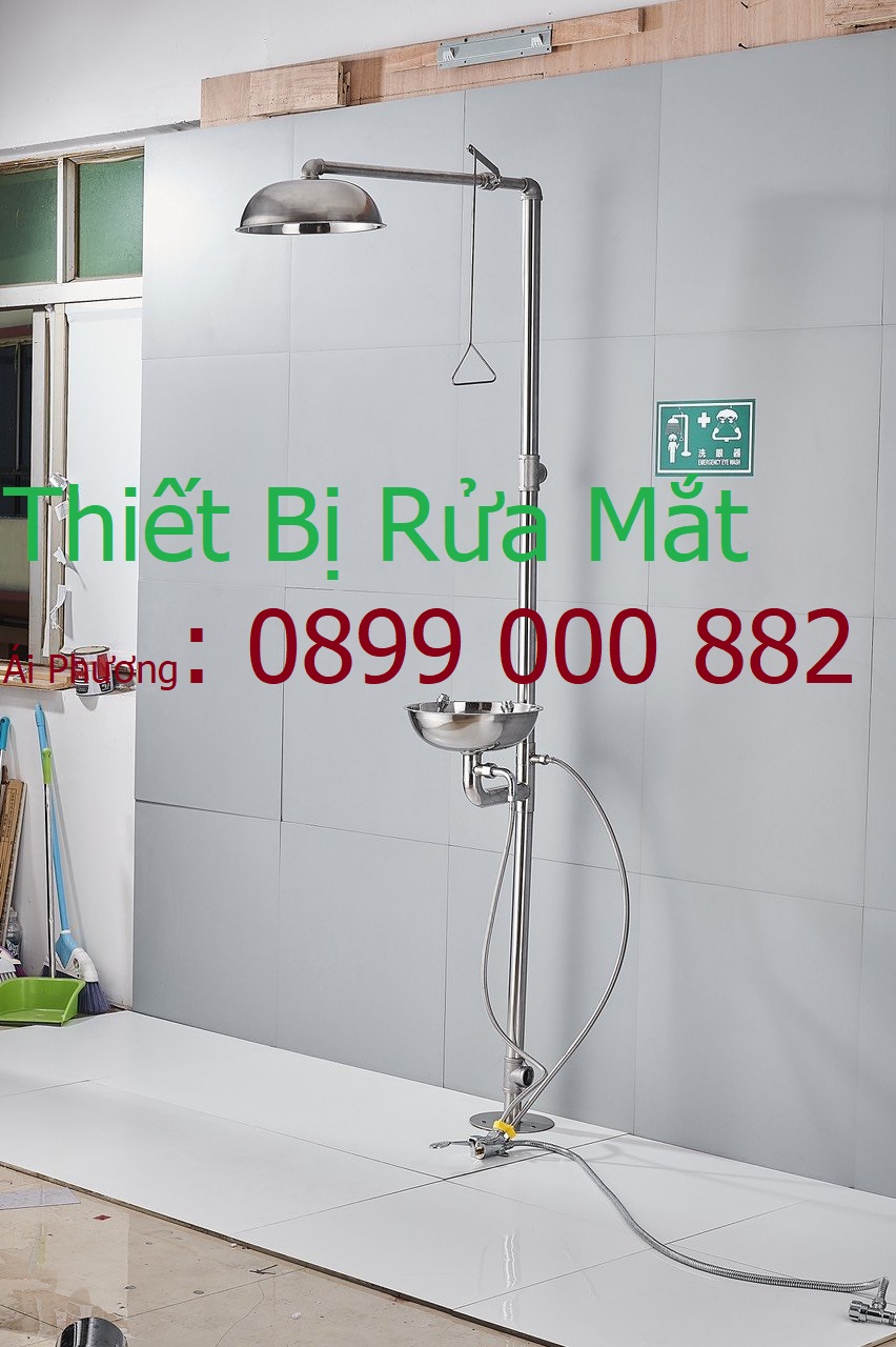 Cây rửa mắt khẩn cấp inox 304 loại lửng