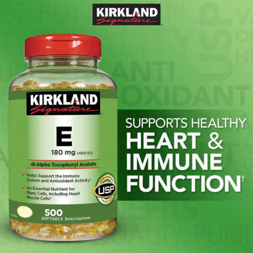 Vitamin E Mỹ Kirkland Signature Hỗ trợ hệ thống tim mạch khỏe mạnh, giúp làm đẹp da, mượt tóc và làm chậm quá trình lão hóa - OZ Slim Store