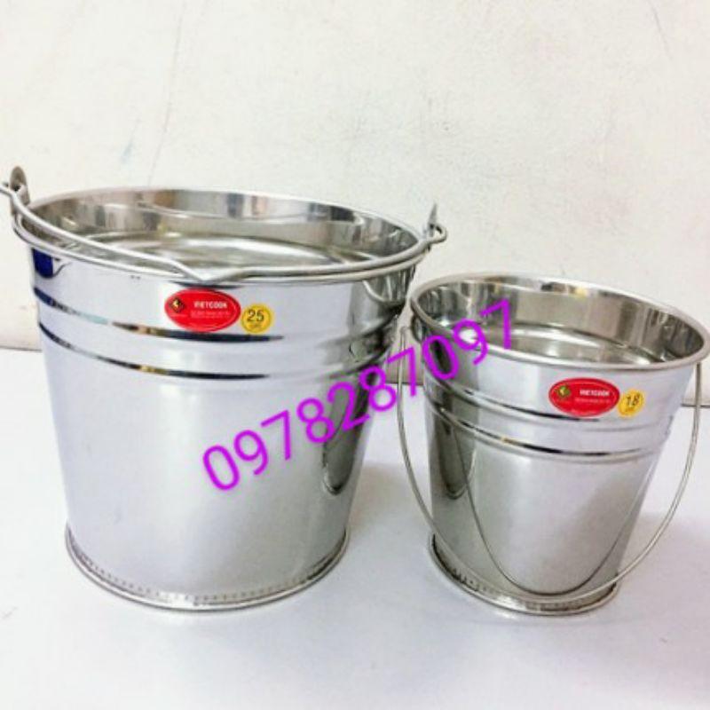 Xô inox 304 đủ cỡ 3, 5, 10, 15, 20 lít size 18, 20, 25, 27, 30 cm Xô đá ngâm bia rượu cao cấp