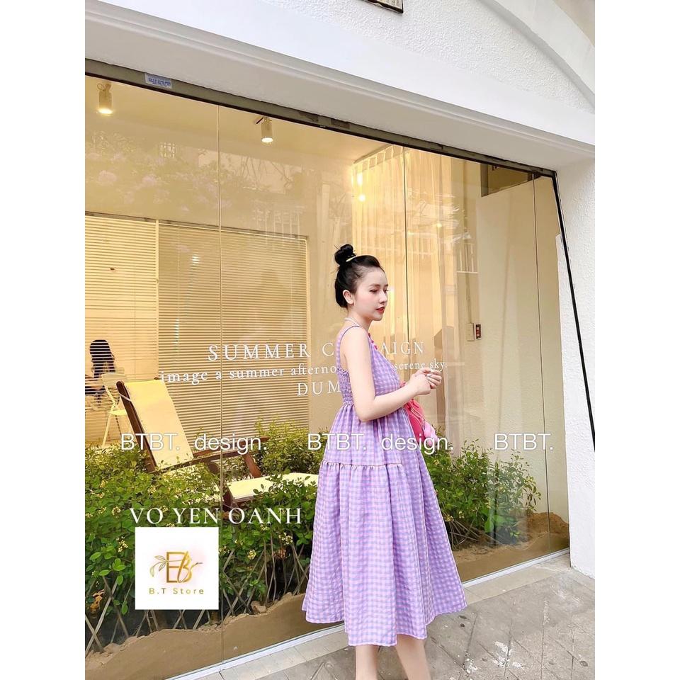 Váy Đầm Babydoll 2S thiết kế dáng bồng chất đũi thô màu tím mộng mơ bầu bí bon chen thoải mái