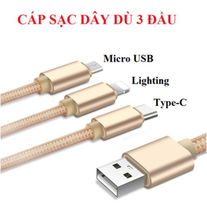 Cáp sạc dây dù 3 đầu cao cấp