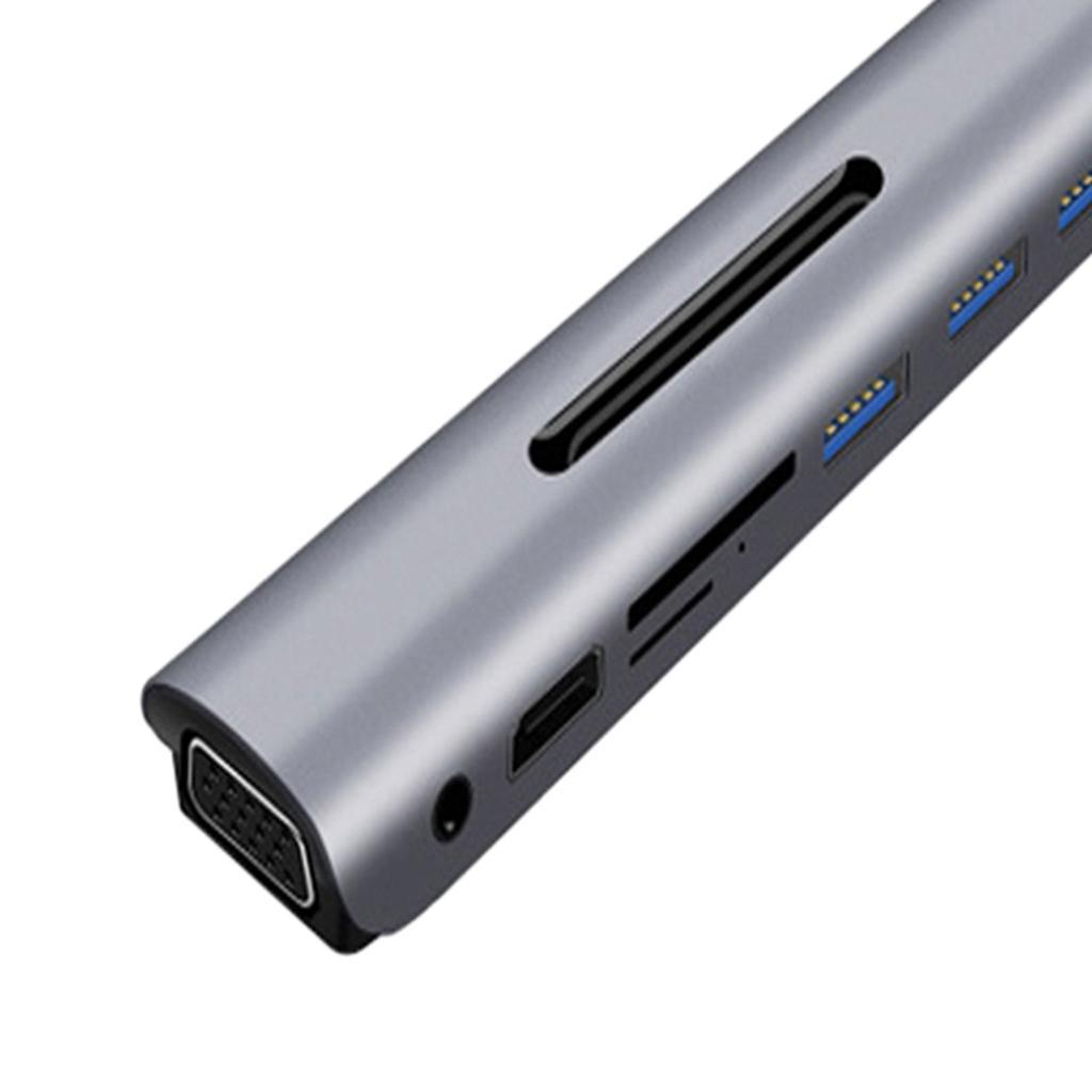 9 in 1 USB C HUB to 3 USB3.0 TF Audio PD Charging Dock Adapter
