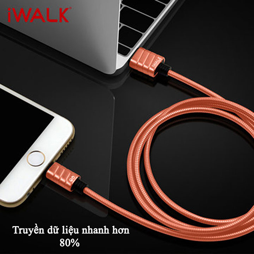 Cáp sạc nhanh iWalk MFI 2.4A CST016i Lightning cho iPhone 5, 6, 6S,.../iPad - Hàng chính hãng