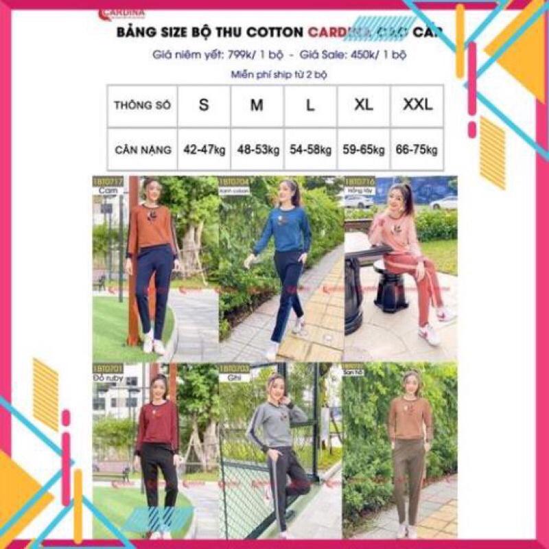 Bộ thu hình in lá CARDINA cotton cao cấp co giãn 4 chiều mã 1BT07