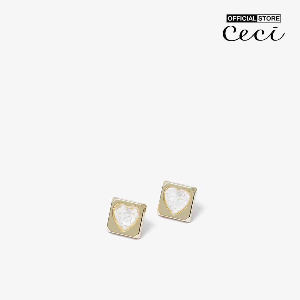 CECI - Khuyên tai nữ vuông phối hình trái tim độc đáo CC1-09000052-03