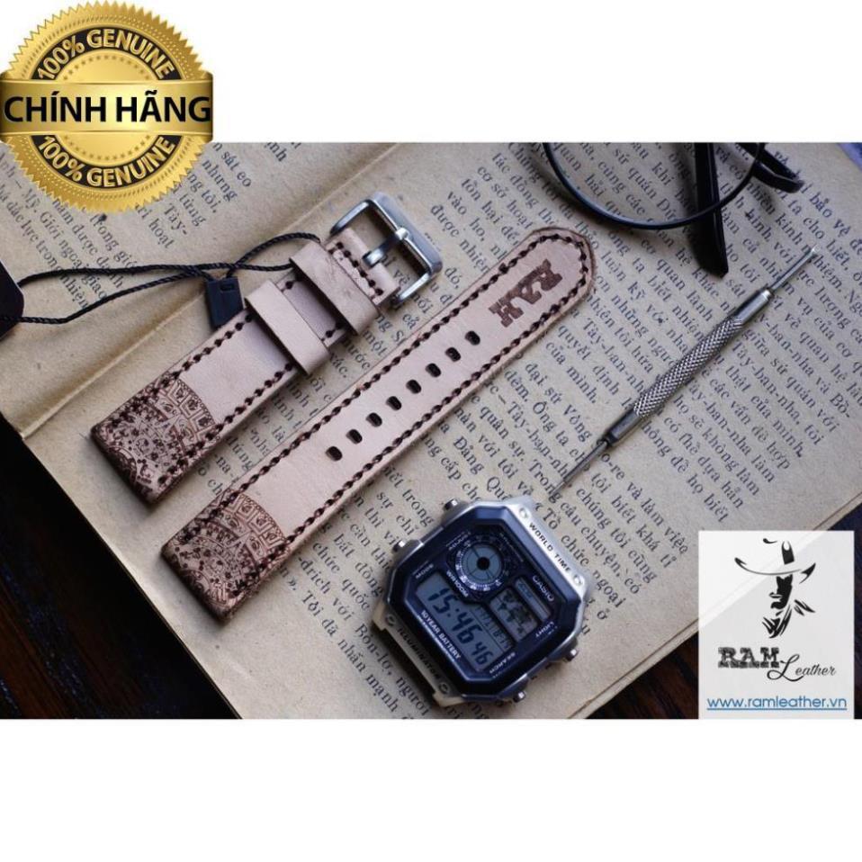 DÂY ĐỒNG HỒ DA BÒ VEGTAN  INCA - DA BÒ THẬT - RAM LEATHER -ĐỦ SIZE 18,20,22, DÀNH CHO CASIO,APPLE WATCH