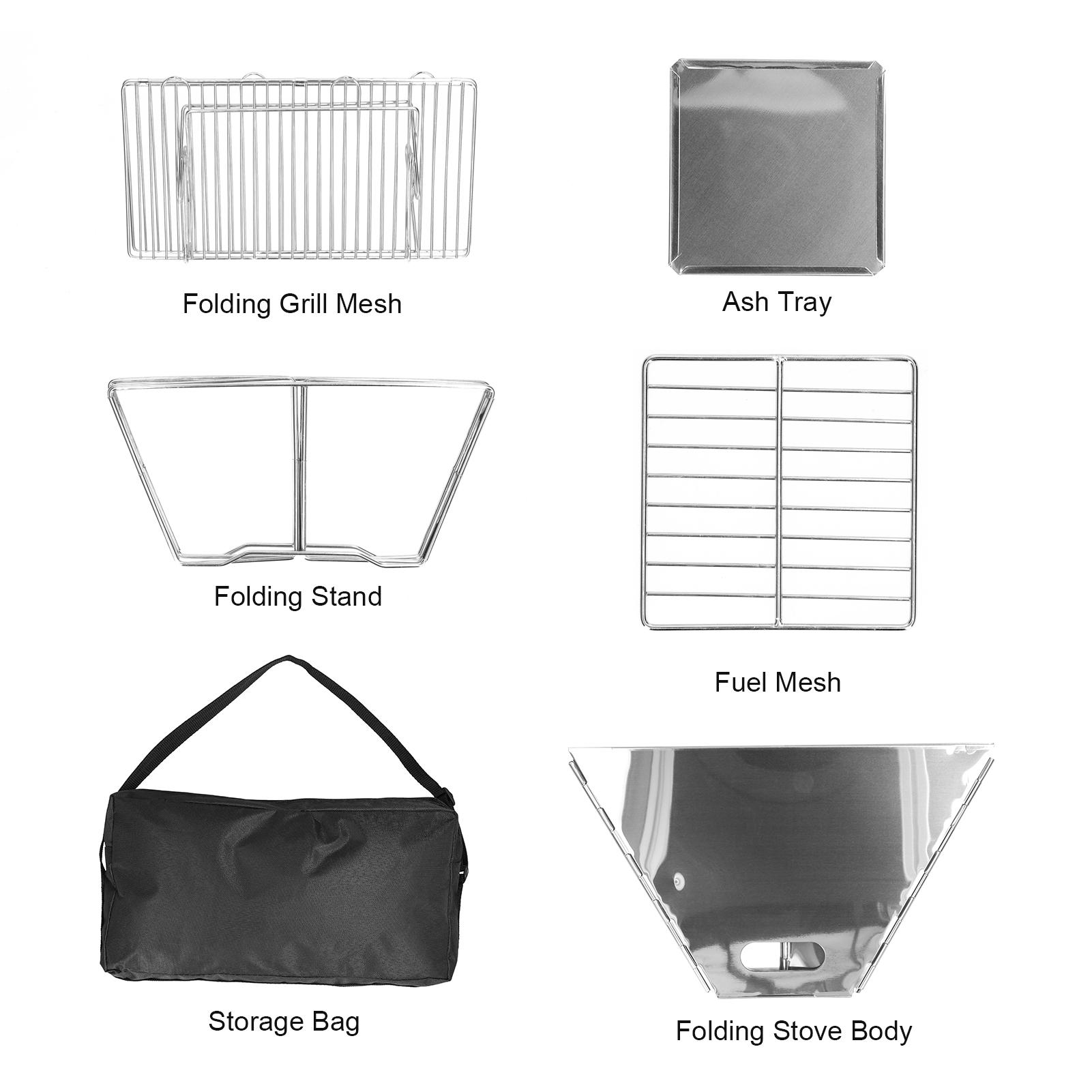 Charcoal BBQ Grill Portable Camping Stove Campfire Stand with Carrying Bag for Outdoor Cooking Camping Picnic Hiking