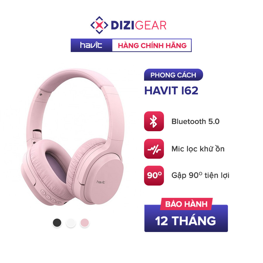 Tai Nghe Bluetooth Headphone HAVIT i62, Driver 40mm, Bluetooth 5.0, Nghe Đến 8H, Gập Gọn 90 - Hàng Chính Hãng