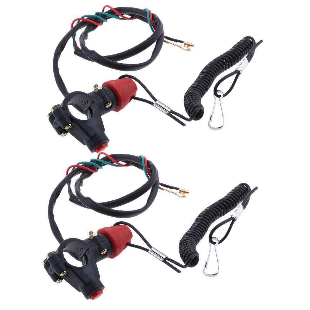 2pcs Universal Boat Outboard Engine Stop Safety Kill Switch Tether Cord