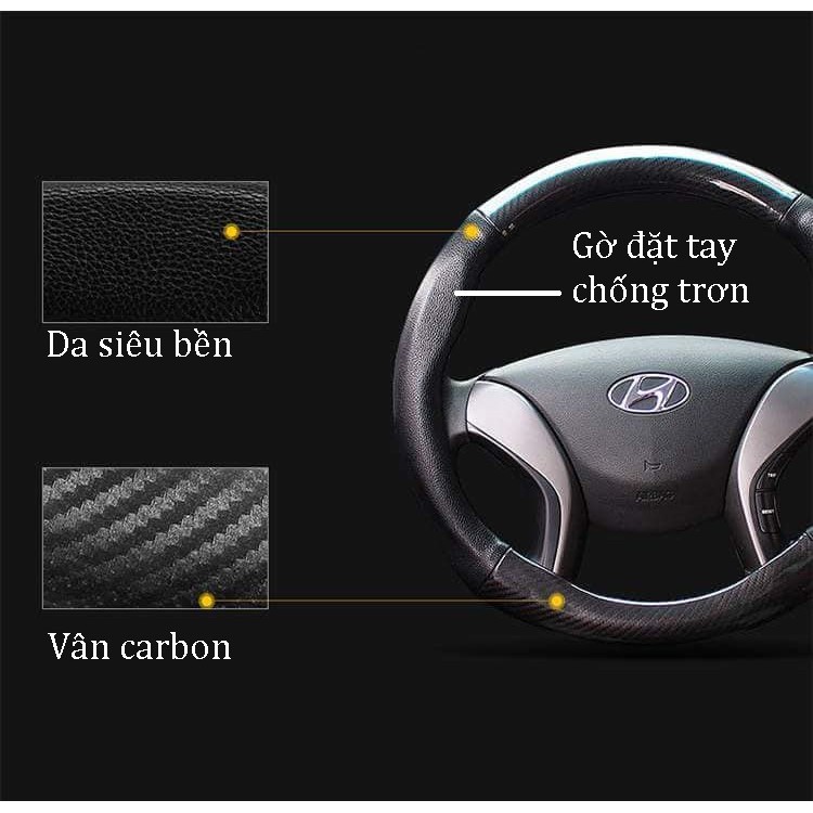 Bọc vô lăng vân Carbon có gờ đặt tay đường kính 38cm