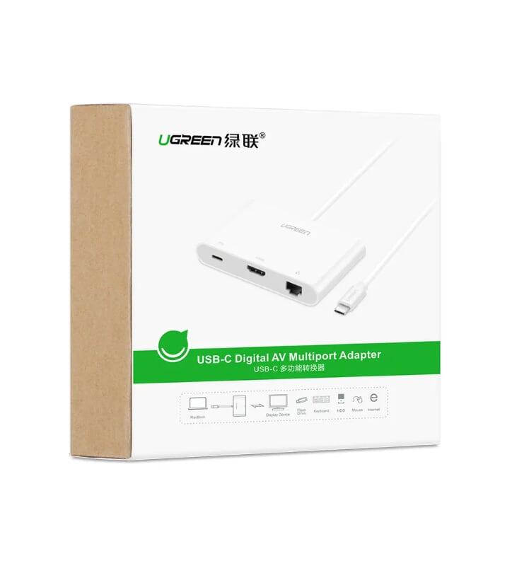 Ugreen UG30440US182TK Bộ chuyển đổi TYPE C sang USB 3.0 + USB 2.0 + HDMI + LAN + hỗ trợ nguồn TYPE C - HÀNG CHÍNH HÃNG