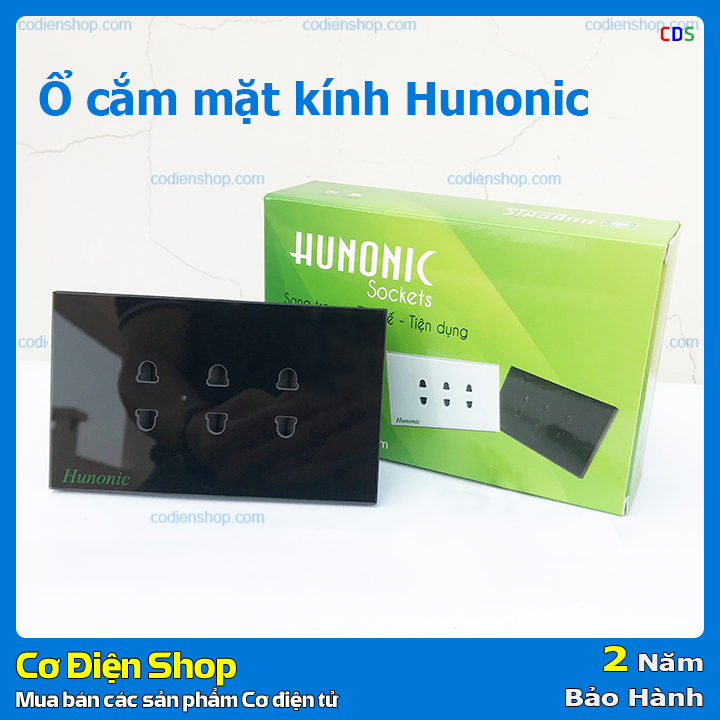 Ổ cắm mặt kính cao cấp HUNONIC 3500W - màu đen