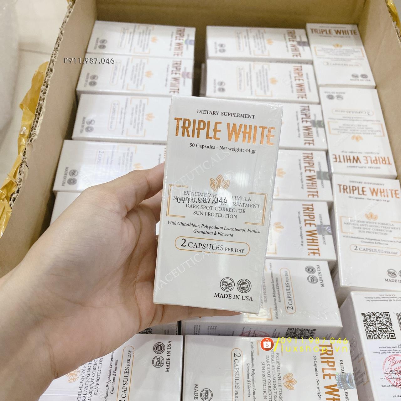 Viên uống trắng da Triple White Glutathione 1200 mg ( Hàng Nhập Khẩu Mỹ )