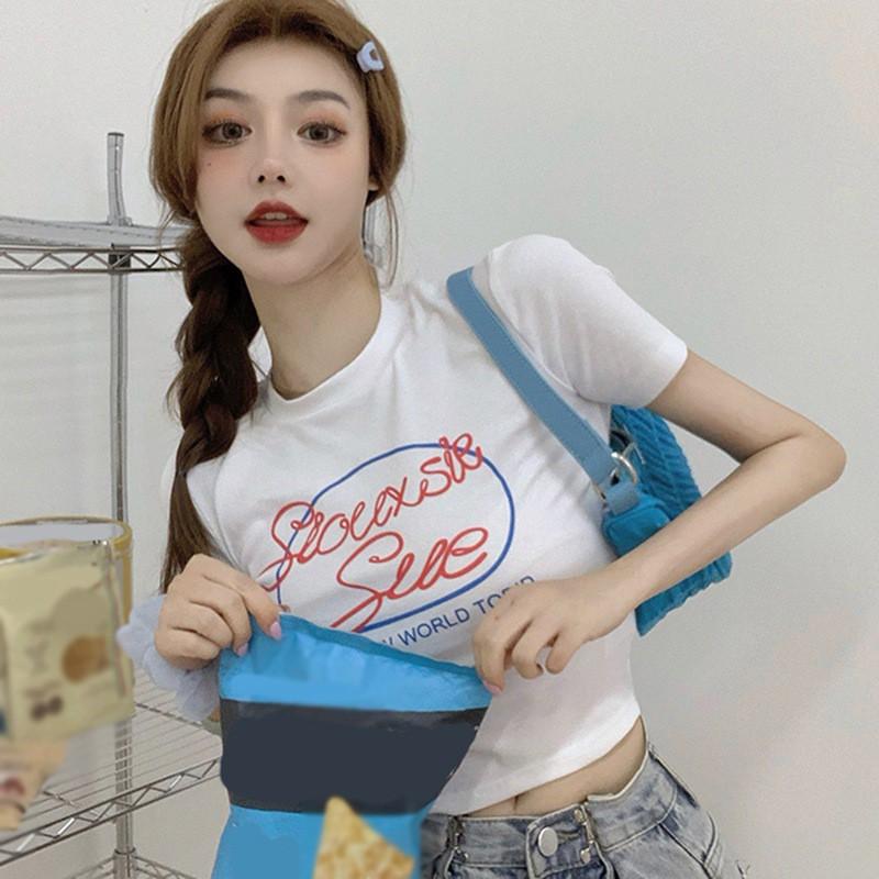 Áo Thun Nữ Ngắn Tay Cổ Tròn In Chữ