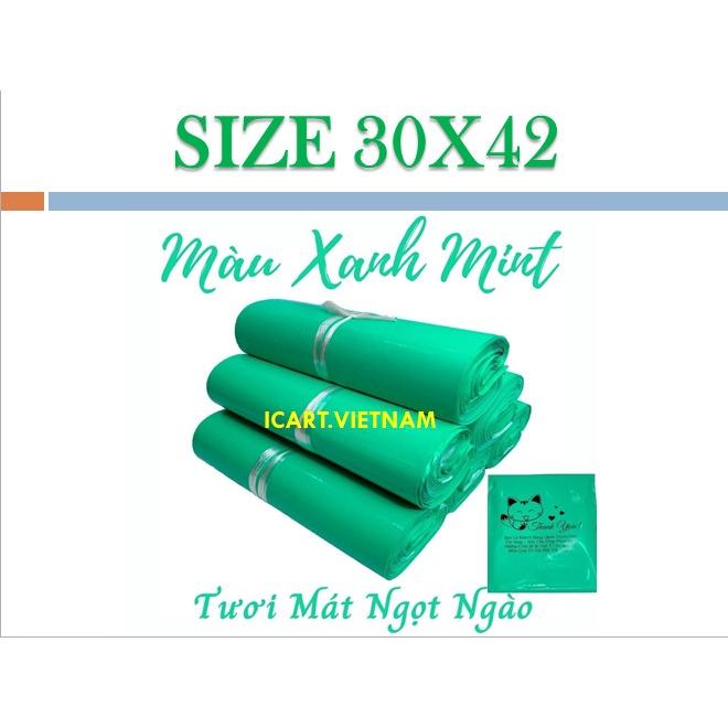 Túi Gói Hàng Túi Đóng Hàng Màu Xanh Mint In Mèo Thần Tài & Cám Ơn Khách Hàng Size 30x42