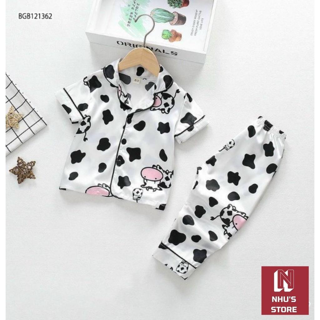 SET BỘ ĐỒ PIJAMA VẢI LỤA HÌNH BÒ SỮA DỄ THƯƠNG