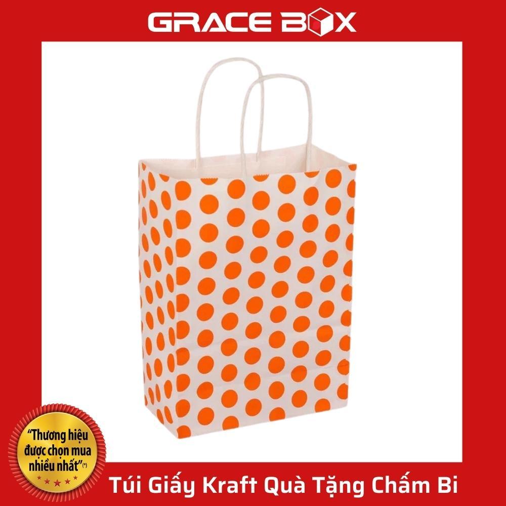 Túi Quà Tặng Giấy Kraft Chấm Bi Xinh Xắn - Màu Cam