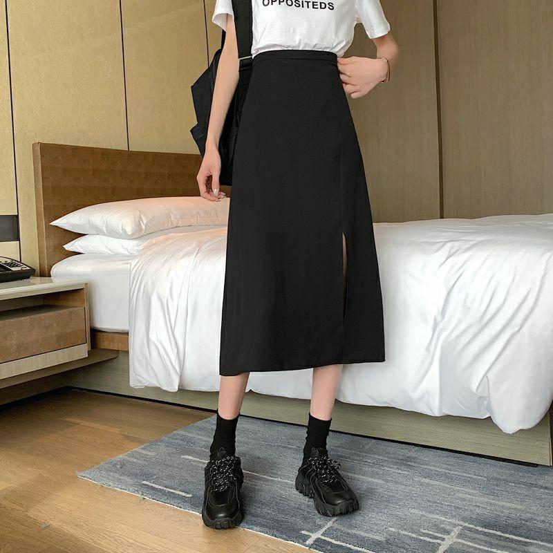 Chân Váy Midi Skirt Xẻ Tà