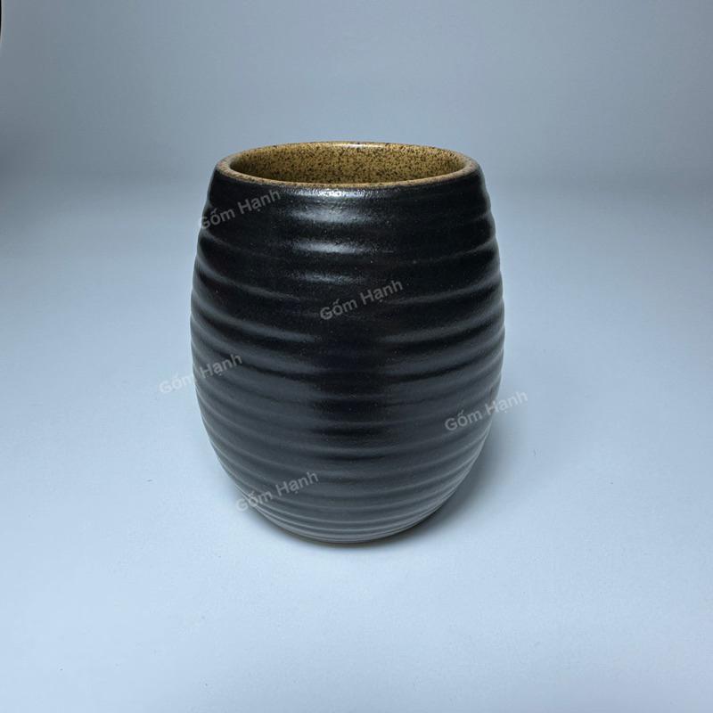 Cốc ly gốm Bát Tràng dáng trống men nâu gốm Vintage 300ml - Cốc uống trà xanh uống cafe