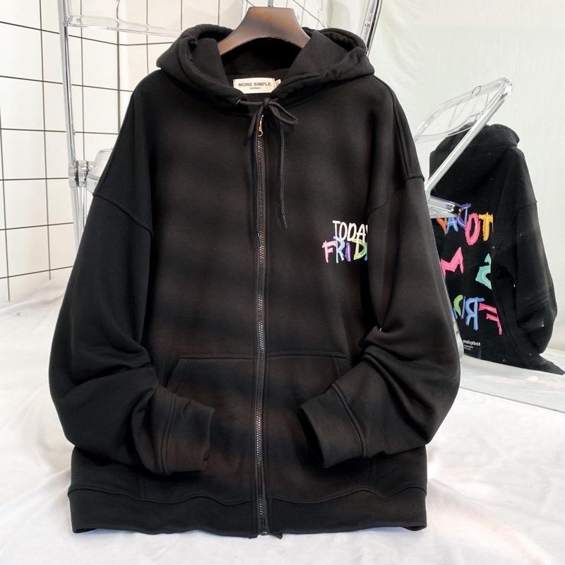 Áo Khoác Hoodie Form Rộng Unisex TODAY Vải Nỉ Bông Dày Dặn