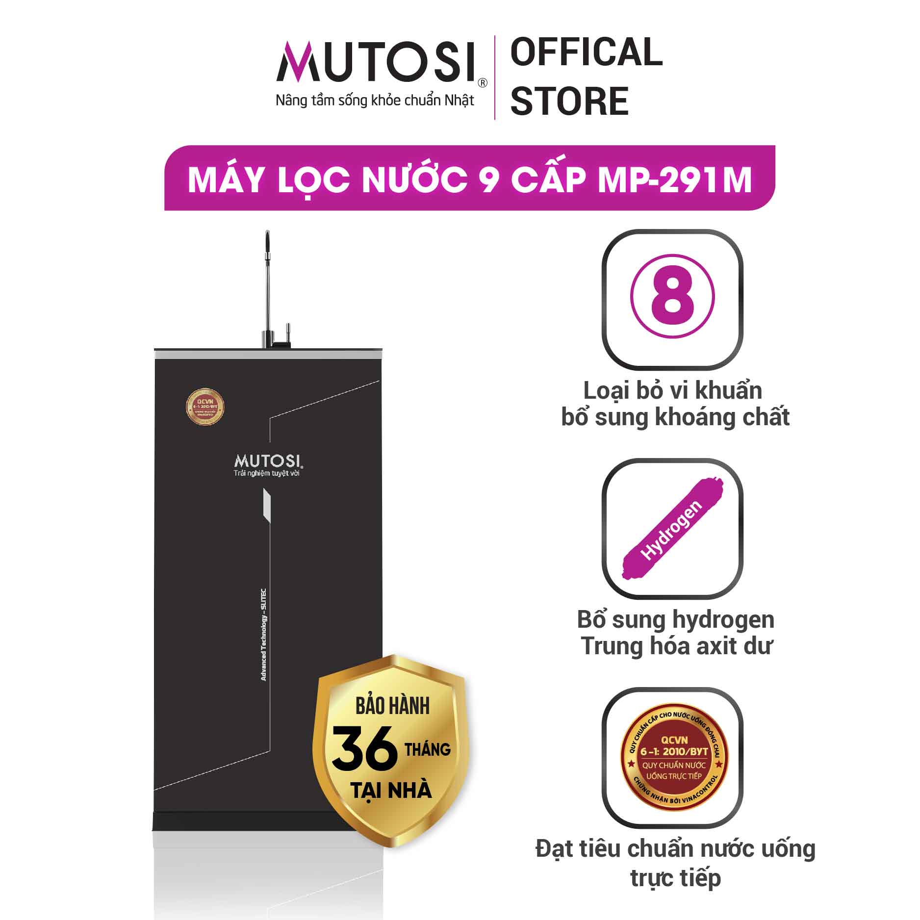 Máy lọc nước Mutosi 9 lõi MP-291M - Hàng chính hãng