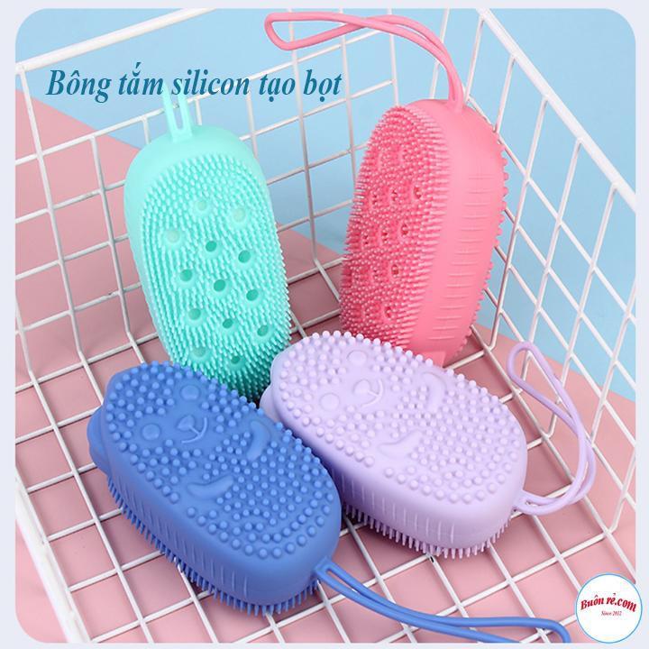Combo 10 Bông Tắm Silicon Tạo Bọt 2 Mặt Có Dây Treo 00870