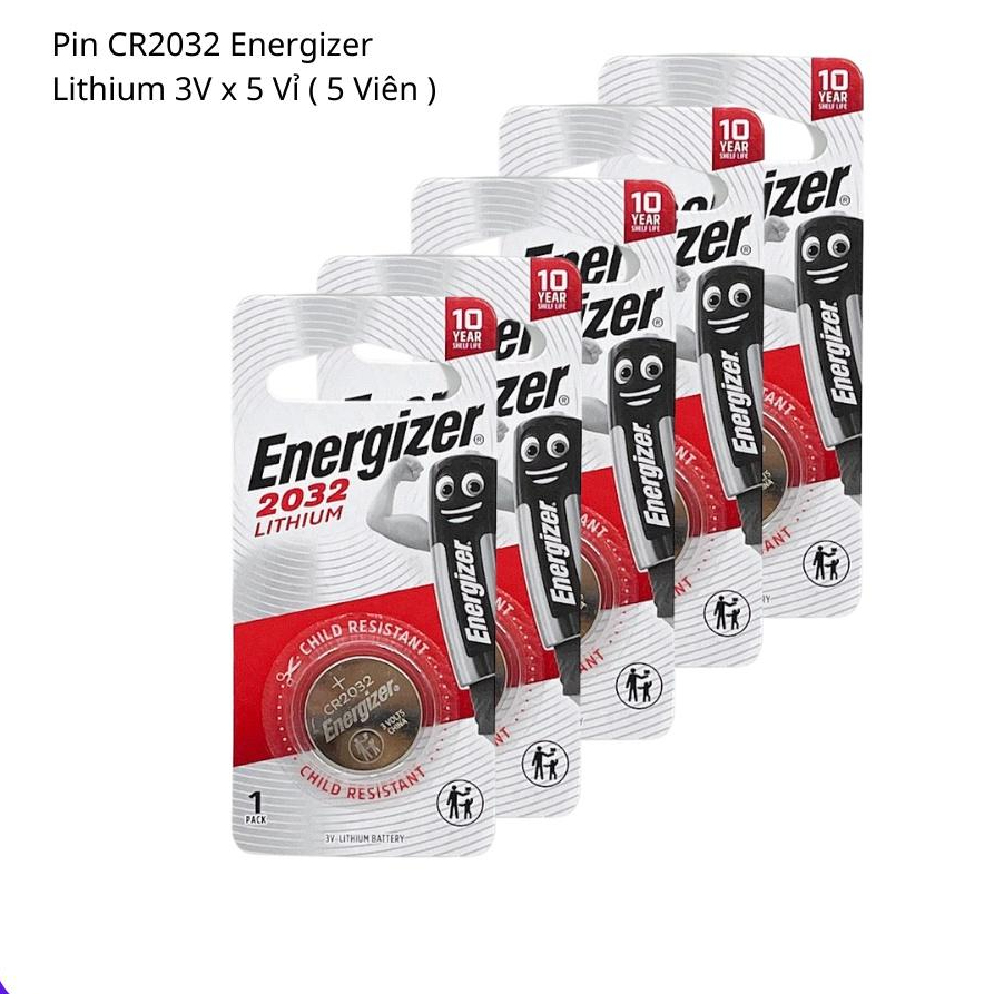 Bộ 5 Vỉ Pin CR2032 Lithium 3V ENERGIZER ( vỉ 1 viên x 5 vỉ ) - Hàng chính hãng