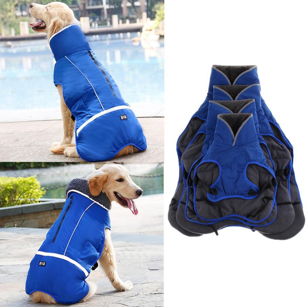 Waterproof Dog Coat Vest Warm Padded Reflective Puppy Clothes Blue M