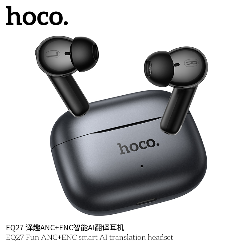 Tai nghe Bluetooth phiên dịch AI thông minh Hoco EQ27 Fun chống ồn ANC+ENC, Bluetooth 5.4, pin trâu 7h, hỗ trợ dịch thuật 134 ngôn ngữ khi gọi điện, trò chuyện, video call- Hàng chính hãng