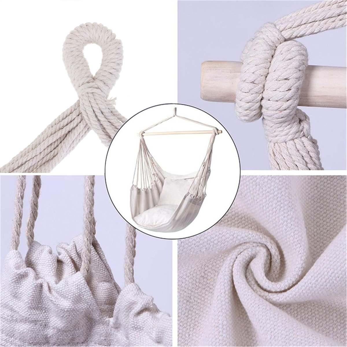 Di Động Cotton Dây Lưới ĐẦM TUA RUA Võng Ghế Màu Be Phong Cách Bohemia Treo Móc An Toàn Phòng Ngủ Vườn Cây Treo Ghế