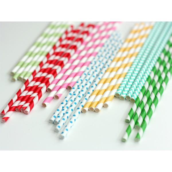 Bộ 4 gói ống hút bằng giấy in nhiều màu phi 8